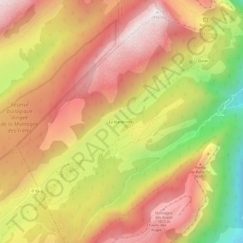 Mappa topografica La Mandrolière, altitudine, rilievo
