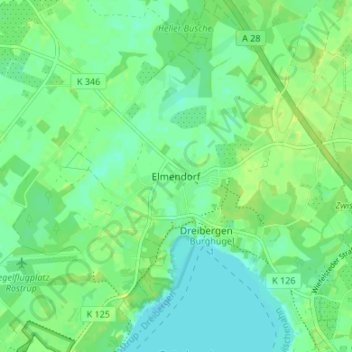 Mappa topografica Elmendorf, altitudine, rilievo