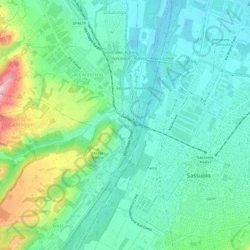 Mappa topografica Veggia, altitudine, rilievo
