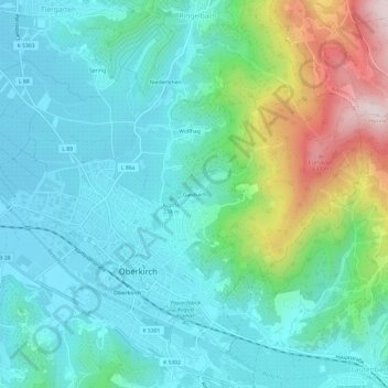 Mappa topografica Gaisbach, altitudine, rilievo