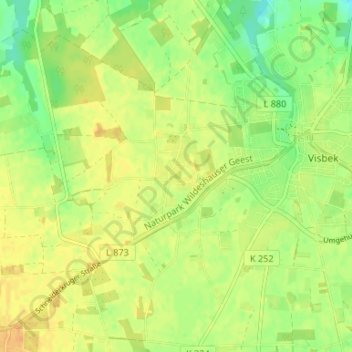 Mappa topografica Erlte, altitudine, rilievo