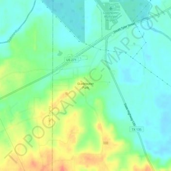 Mappa topografica Gladewater Park, altitudine, rilievo