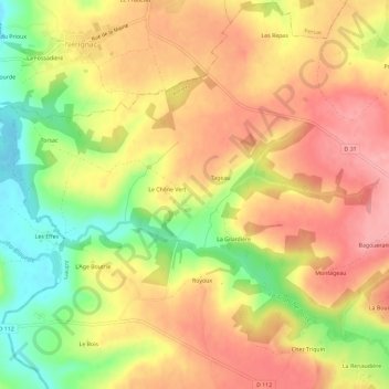 Mappa topografica La Combe, altitudine, rilievo