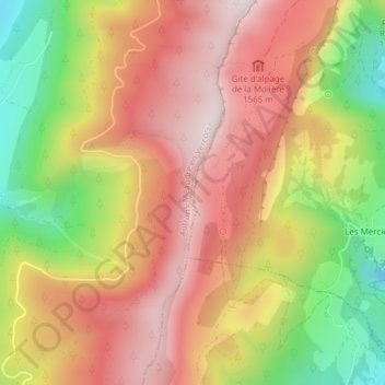 Mappa topografica Pas de Bellecombe, altitudine, rilievo