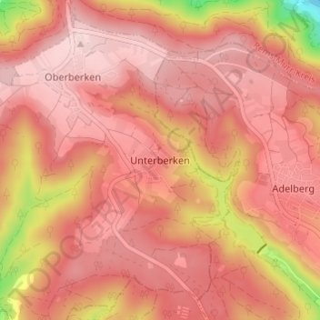 Mappa topografica Unterberken, altitudine, rilievo