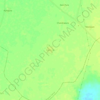 Mappa topografica Mehra, altitudine, rilievo