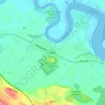 Mappa topografica Fallin, altitudine, rilievo
