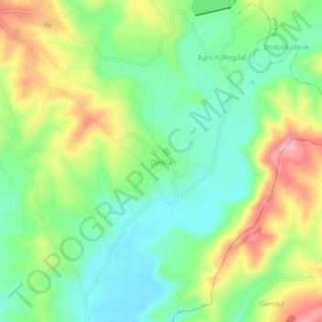 Mappa topografica Djebla, altitudine, rilievo
