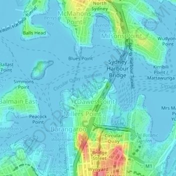 Mappa topografica Walsh Bay, altitudine, rilievo