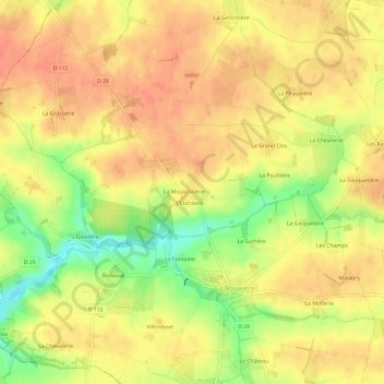 Mappa topografica L'Hébergement, altitudine, rilievo
