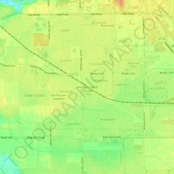 Mappa topografica Altamont Switch, altitudine, rilievo