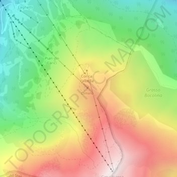 Mappa topografica Cimino, altitudine, rilievo