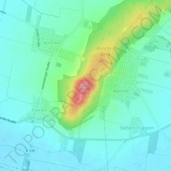 Mappa topografica Benther Berg, altitudine, rilievo