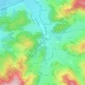 Mappa topografica Marimont, altitudine, rilievo