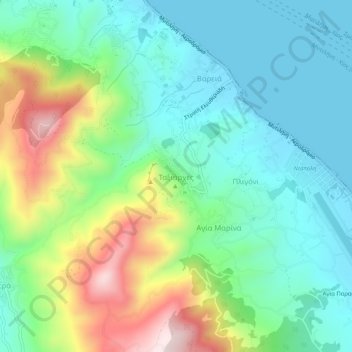 Mappa topografica Taxiarches, altitudine, rilievo