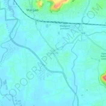 Mappa topografica Navelim, altitudine, rilievo