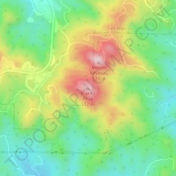 Mappa topografica Franks Peak, altitudine, rilievo