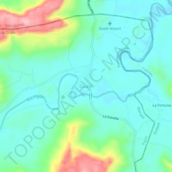 Mappa topografica Guale, altitudine, rilievo
