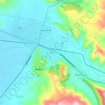 Mappa topografica Izcuchaca, altitudine, rilievo