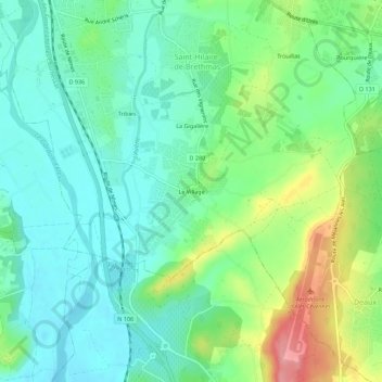 Mappa topografica Le Village, altitudine, rilievo