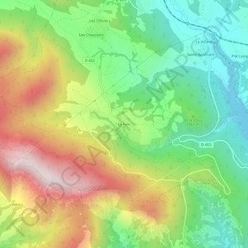 Mappa topografica Le Fein, altitudine, rilievo