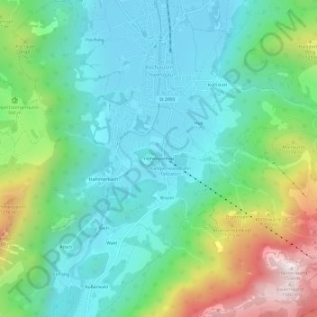 Mappa topografica Hohenaschau, altitudine, rilievo