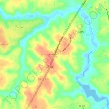 Mappa topografica Allnut, altitudine, rilievo