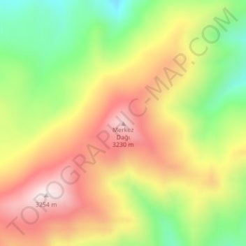 Mappa topografica Merkez Dağı, altitudine, rilievo