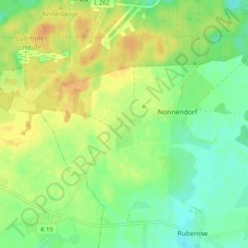 Mappa topografica Latzow, altitudine, rilievo