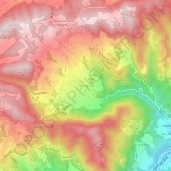 Mappa topografica Prunarolo, altitudine, rilievo