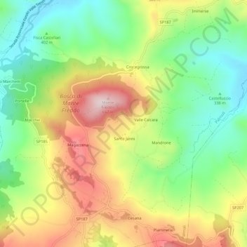 Mappa topografica Montefreddo, altitudine, rilievo