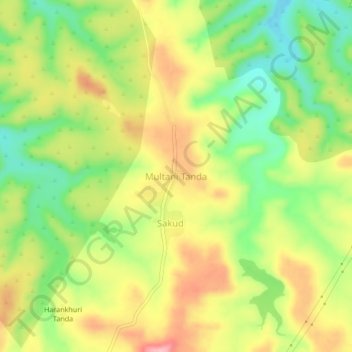 Mappa topografica Multani Tanda, altitudine, rilievo