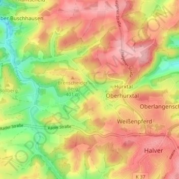 Mappa topografica Auf den Kuhlen, altitudine, rilievo