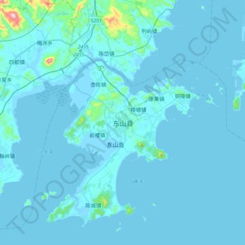 Mappa topografica 东山县, altitudine, rilievo