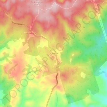 Mappa topografica Te Haroto, altitudine, rilievo