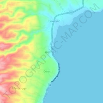 Mappa topografica Banhigan, altitudine, rilievo
