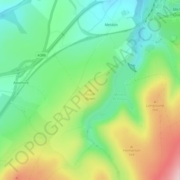 Mappa topografica South Down, altitudine, rilievo