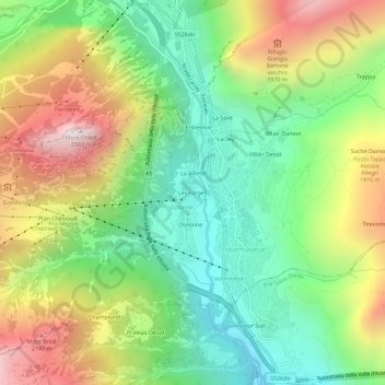 Mappa topografica Les Forges, altitudine, rilievo