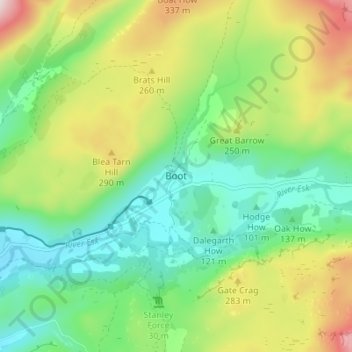 Mappa topografica Boot, altitudine, rilievo