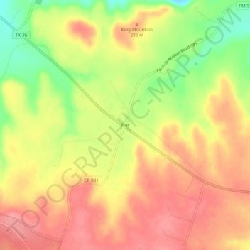 Mappa topografica Flat, altitudine, rilievo