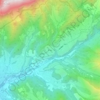 Mappa topografica Brugai, altitudine, rilievo
