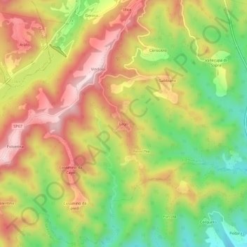 Mappa topografica Lago, altitudine, rilievo