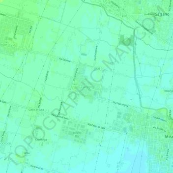 Mappa topografica Zianigo, altitudine, rilievo