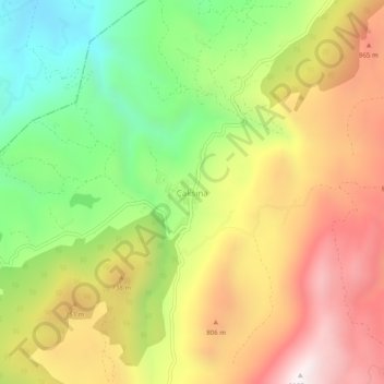 Mappa topografica Çaksına, altitudine, rilievo