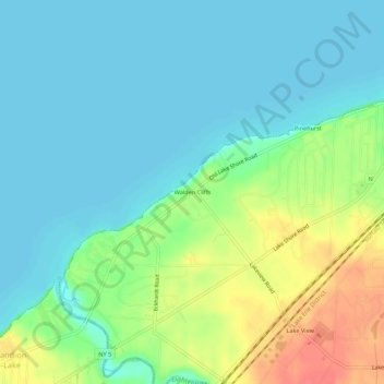 Mappa topografica Walden Cliffs, altitudine, rilievo