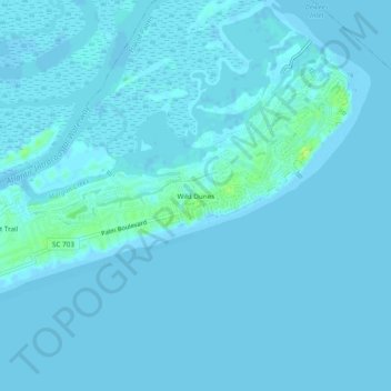 Mappa topografica Wild Dunes, altitudine, rilievo