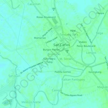 Mappa topografica Bonifacio, altitudine, rilievo