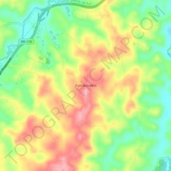 Mappa topografica Palmitalzinho, altitudine, rilievo