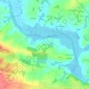 Mappa topografica Cranda, altitudine, rilievo