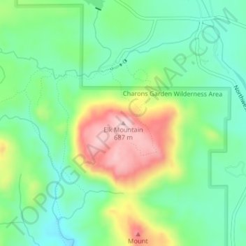 Mappa topografica Elk Mountain, altitudine, rilievo